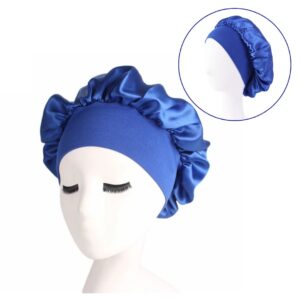 Touca De Cetim Luxo Tecido Soft Antifrizz Cabelo Dormir Premium Azul