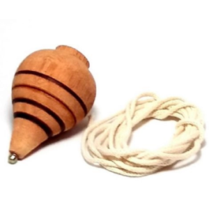 Pião de Madeira c/ Corda - Brinquedo Pião com Fieira Retrô
