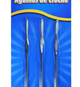 Agulhas para crochê Kit c/ 3 peças 1,3mm  1,6mm ; 2,75mm Aço Carbono* Agulhas para Artesanato
