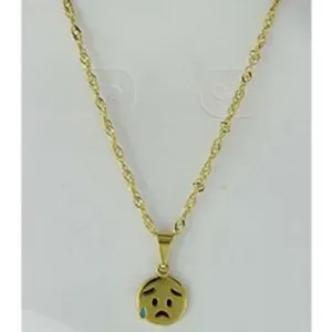 Colar Emoji Whatsapp Emoticons Folheado -Chorando