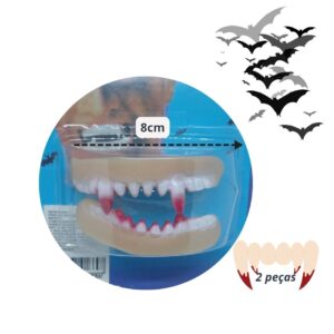Dente Falso Haloween Silicone Para Adulto Vampiro