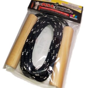 Corda De Pular Cabo De Madeira Corda de Algodão Preto Black