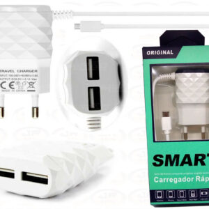 Carregador Turbo V8 Cabo Duplo Usb 2.1a Celular Rápido  - Laranja