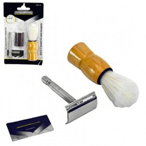 Kit Barbear 3 Pçs Aparelho Pincel Barbeiro Profissional