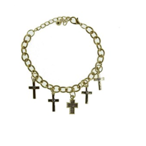 Pulseira Dourada Com Cruz Strass Elos