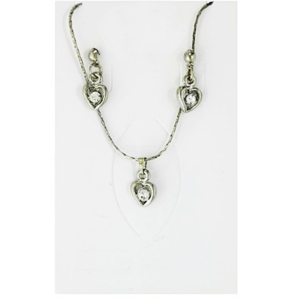 Conjunto Colar E Brinco De Coração Cristal Delicado