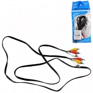 Cabo De Áudio Vídeo 3 Rca X 3 Rca Ponta Prata Padrão 1.5 Metros