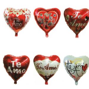 Balão Inflável Metalizado Coração Te amo Sortido 11'' 45 cm
