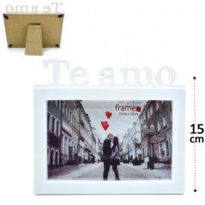 Porta Retrato 15cm×10cm Plástico - TE AMO- Branco
