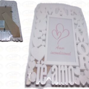 Porta Retrato 15cm×10cm Plástico - Mãe Coração Branco