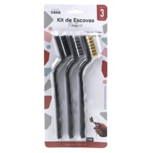 Kit Escova de Aço com 3 Peças Multiuso