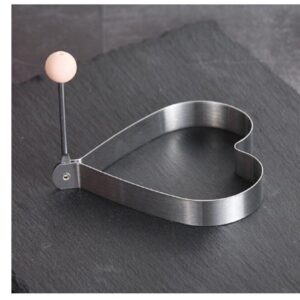 Modelador Fritar Ovos Inox Molde Personalizado Coração c/ Cabo Rosa