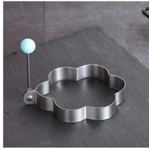 Modelador Fritar Ovos Inox Molde Personalizado Nuvem Flor c/ cabo Azul