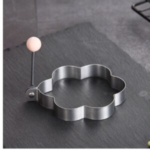 Modelador Fritar Ovos Inox Molde Personalizado Nuvem Flor c/ cabo Rosa
