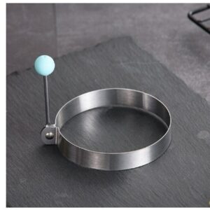 Modelador Fritar Ovos Inox Molde  Personalizado Redondo Círculo c/cabo Azul