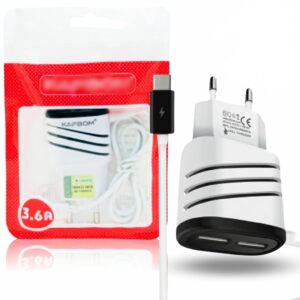 Carregador Celular c/ Cabo Type C + 2 Portas Usb