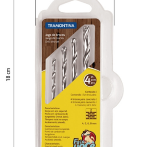 Jogo de Brocas para Concreto Vídea 4 Peças Profissional Doméstico