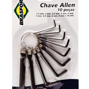 Chave Allen Kit Jogo 10 peças Chaves Allen Hexagonal Profissional