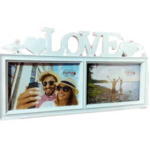 Porta Retrato Múltiplo 2Fts LOVE Amor Namorados 15X10 - Branco