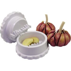 Triturador Moedor Amassador Alho Tempero Processador Manual -Plástico Branco