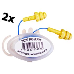 Kit 2x Protetor Auditivo Plug Auricular  EPI c/ Cordão ( 2 unidades)