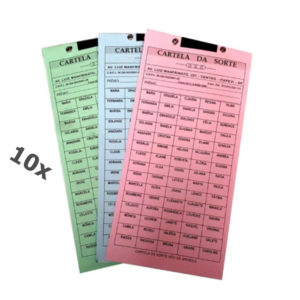 Cartela da Sorte Kit c/ 10 Cartelas Rifas para Sorteios 150 Nomes