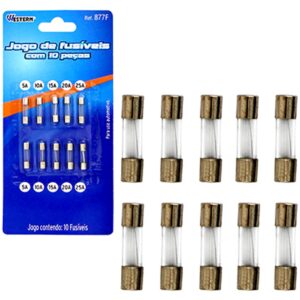 Fusível Eletrônico- Kit com 10 Fusíveis de Vidro