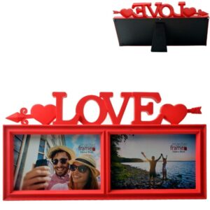 Porta Retrato Múltiplo 2Fts LOVE Amor Namorados 15X10 - Vermelho