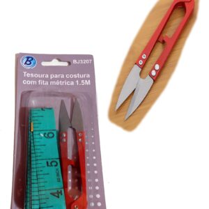Tesoura para Arremate Tesourinha de Costura c/ Fita Métrica de 1,5M