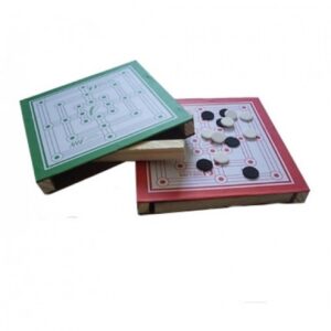 Tabuleiro com Gaveta Dama e Trilha  2 em 1 Jogo de  Dama de Madeira