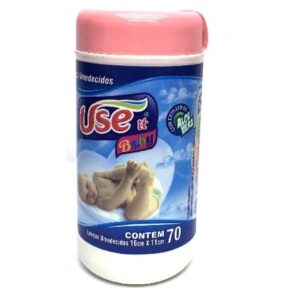 Lencinhos Umedecidos Baby- Pote c/ 70 unidades de Toalhinhas -Chá de Bebê - Rosa