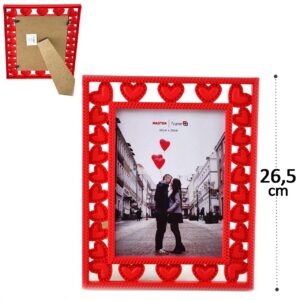 Porta Retrato Moldura Plástico Corações 15x20 Vermelho Amor Presente