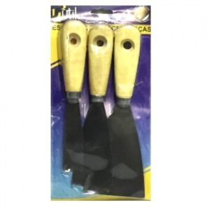 Kit De 3 Espátulas C/ Cabo De Madeira Obra Profissional