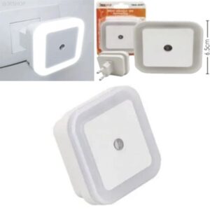 Abajur de Tomada Luminária Led Quadrado com Sensor Automático