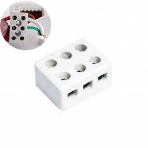 Conector De Porcelana/ Louça  Tripolar 10mm - Para Fios Chuveiro