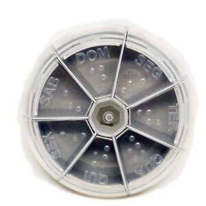 Porta Comprimidos Redondo Diário - Organizador Portátil com 7 Divisórias - CINZA