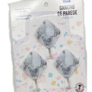 Gancho Parede c/ Adesivo Dupla Face  3peças -  Modelo Azulejo #01