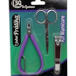 Kit Manicure 3 peças: Alicate Roxo -Tesoura- Cortador de unha _ Linha Prática