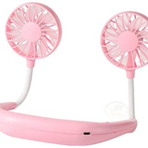 Mini Ventilador De Pescoço Usb Portátil C/ Led 3 Velocidades- Rosa