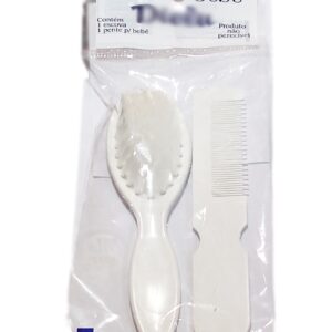 Kit Do Bebê: Escova e Pente de Cabelo - Kit Higiene Presente chá enxoval do Bebê - Branco