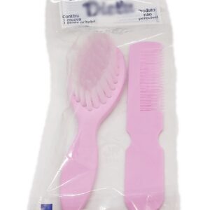 Kit Do Bebê: Escova e Pente de Cabelo - Kit Higiene Presente chá enxoval do Bebê - Rosa
