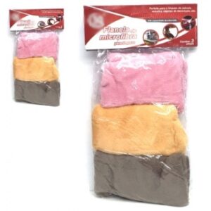 Flanela de Microfibra para Limpeza- Anti Risco Kit com 3 panos