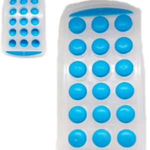 Forma de Gelo de Plastico Silicone Fácil- 18 Pedras Redondas de Gelo -Azul