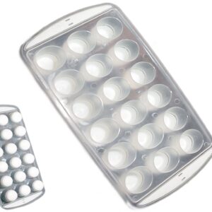 Forma de Gelo de Plastico Silicone Fácil- 18 Pedras Redondas de Gelo -Branco