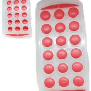 Forma de Gelo de Plastico Silicone Fácil- 18 Pedras Redondas de Gelo -Salmão