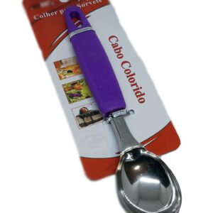 Colher Concha para Sorvete Inox Cabo Colorido Moderno Clássico - Roxo