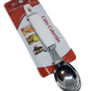 Colher Concha para Sorvete Inox Cabo Colorido Moderno Clássico - Branco
