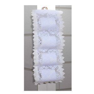 Porta Papel Higiênico Rendado- Suporte de Papel em Renda 4 Rolos p/ Banheiro