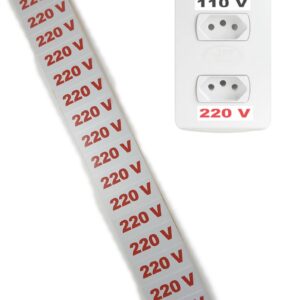 Etiquetas de Voltagem 220V-  Cartela com 16 Placas Adesivas em Vinil PS 220Volts