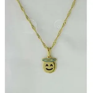 Colar Emoji Whatsapp Emoticons Folheado - Anjinho